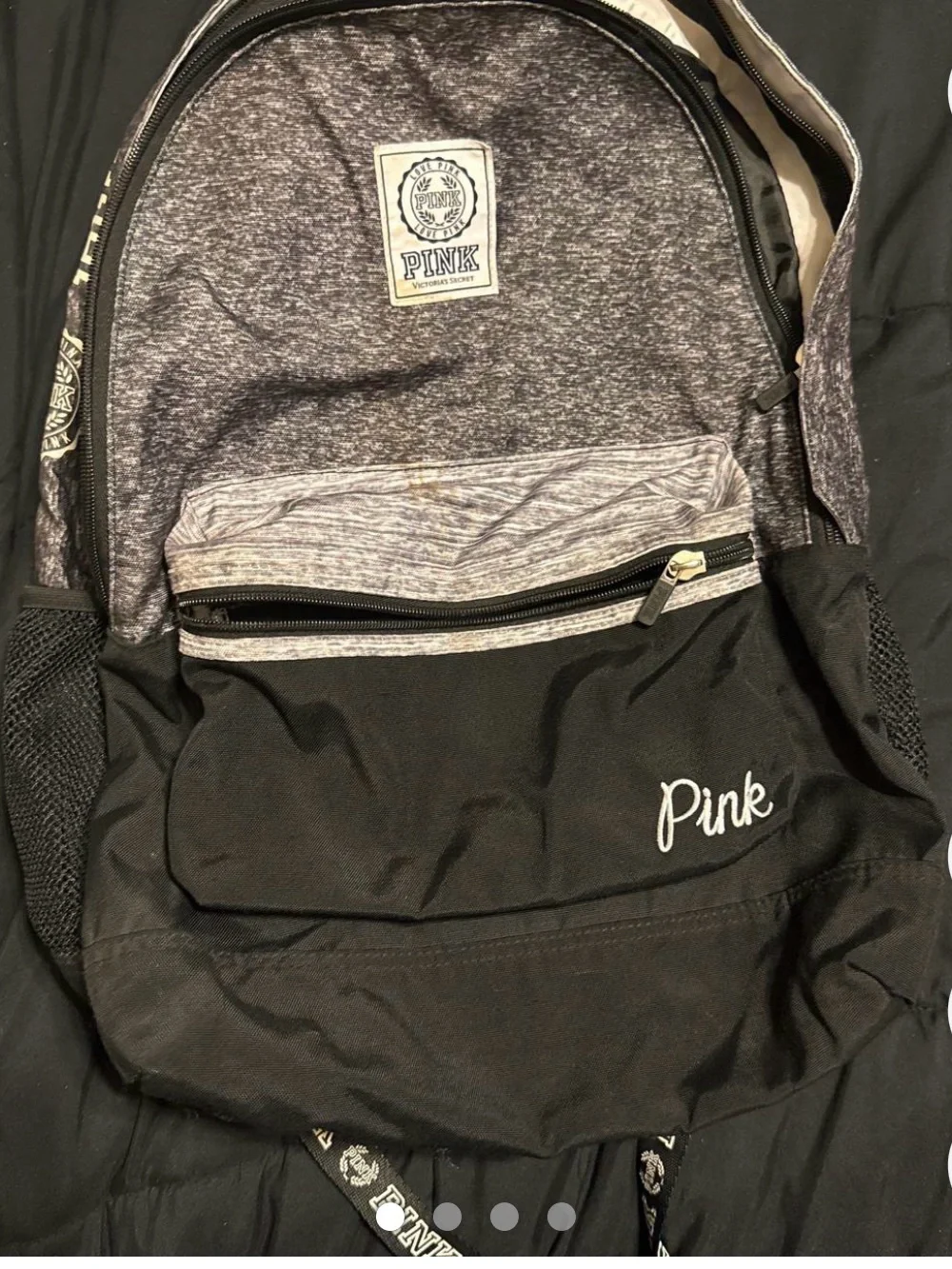 PINK Victoria's Secret Black and Heather Gray Men's Backpack